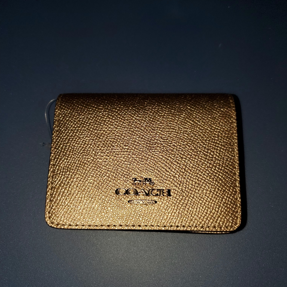 NWT COACH Mini Wallet Crossbody on a Chain, GOLD/GOLD Colorway RARE to find